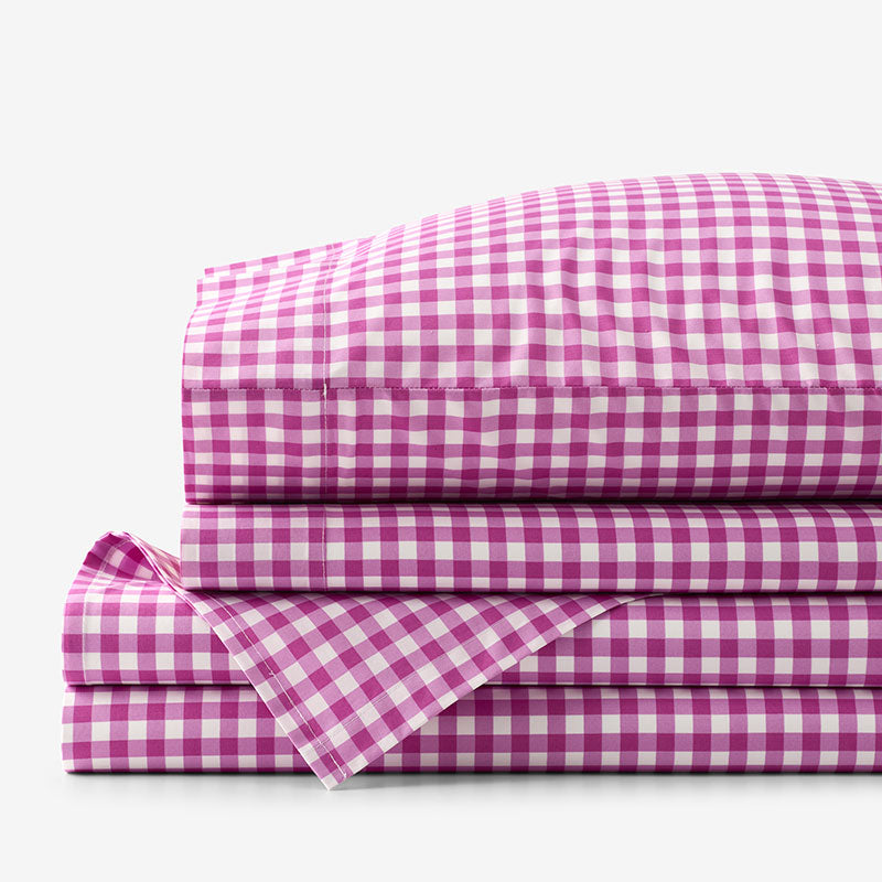 Gingham Classic Cool Organic Cotton Percale Bed Sheet Set