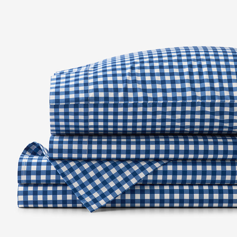Gingham Classic Cool Organic Cotton Percale Bed Sheet Set