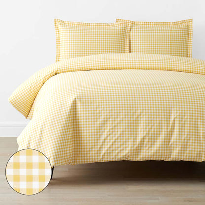Gingham Classic Cool Organic Cotton Percale Duvet Cover Set