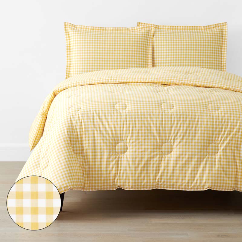 Gingham Classic Cool Organic Cotton Percale Comforter Set