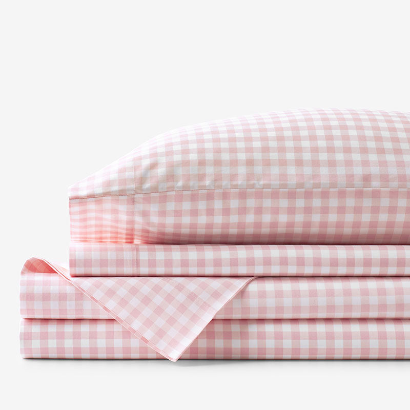 Gingham Classic Cool Organic Cotton Percale Bed Sheet Set