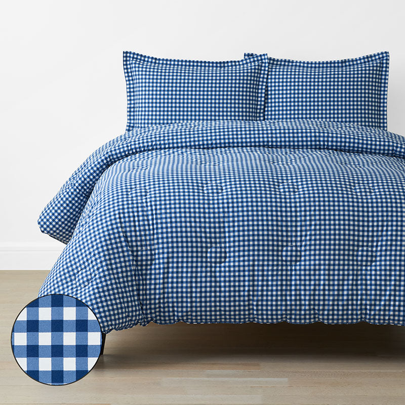 Gingham Classic Cool Organic Cotton Percale Comforter Set