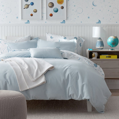 Ditsy Gingham Classic Cool Organic Cotton Percale Toddler Comforter Set