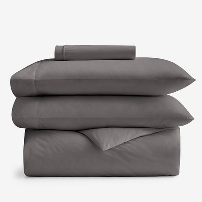 4-Piece Classic Cool Cotton Percale Solid Bedding Bundle