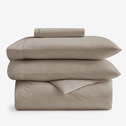4-Piece Classic Cool Cotton Percale Solid Bedding Bundle