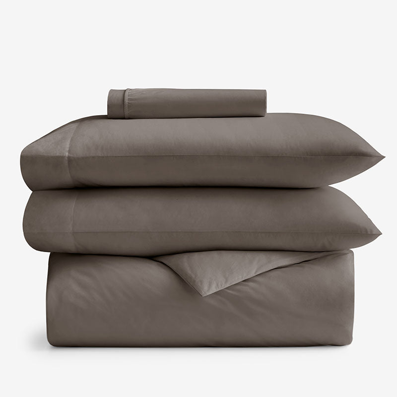 4-Piece Classic Cool Cotton Percale Solid Bedding Bundle