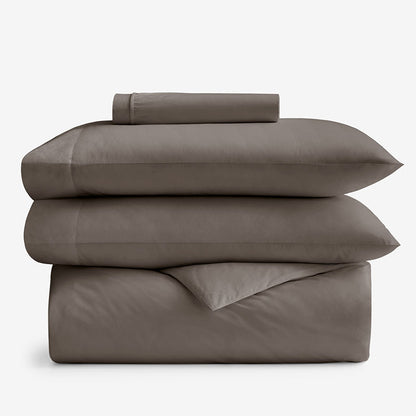 4-Piece Classic Cool Cotton Percale Solid Bedding Bundle