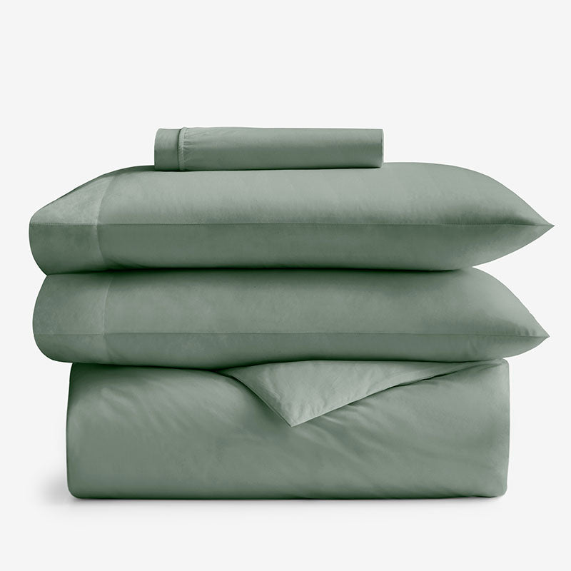 4-Piece Classic Cool Cotton Percale Solid Bedding Bundle