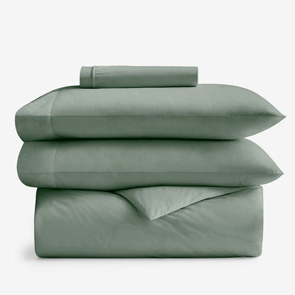 4-Piece Classic Cool Cotton Percale Solid Bedding Bundle