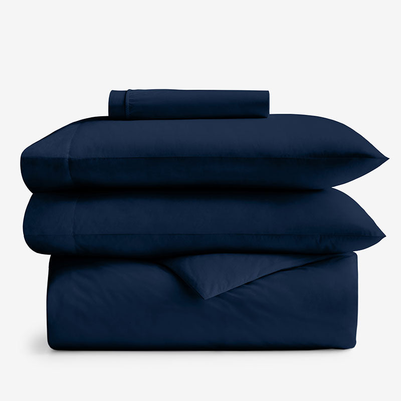 4-Piece Classic Cool Cotton Percale Solid Bedding Bundle
