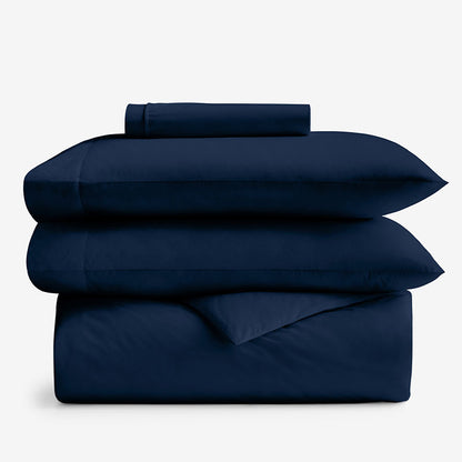 4-Piece Classic Cool Cotton Percale Solid Bedding Bundle