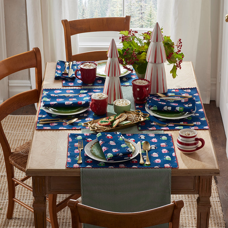 Holiday Vine Stripe Reversible Table Runner