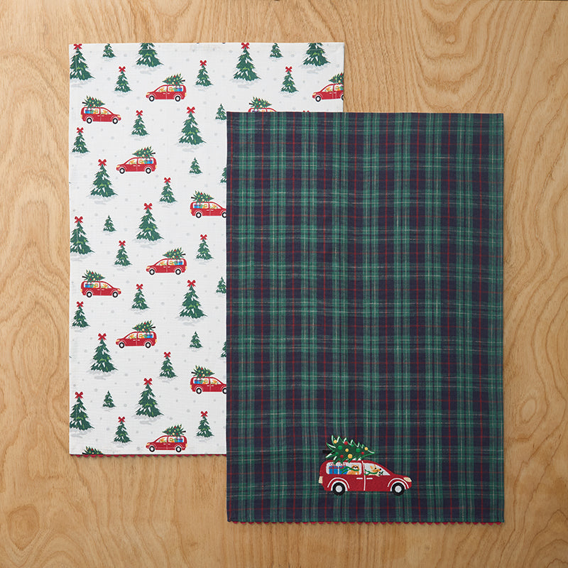Embroidered Tea Towels, Set of 2