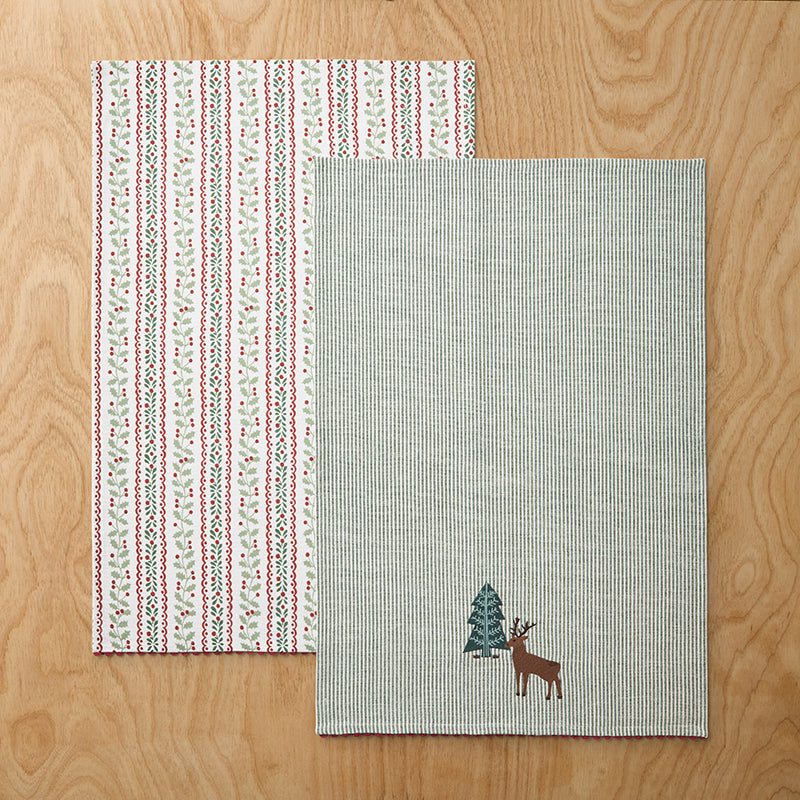 Embroidered Tea Towels, Set of 2