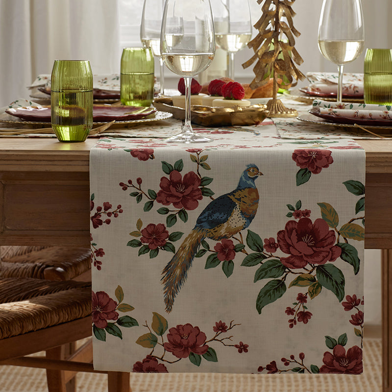 Elegant Pheasant Reversible Table Runner