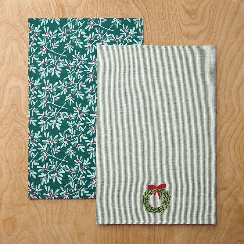 Embroidered Tea Towels, Set of 2