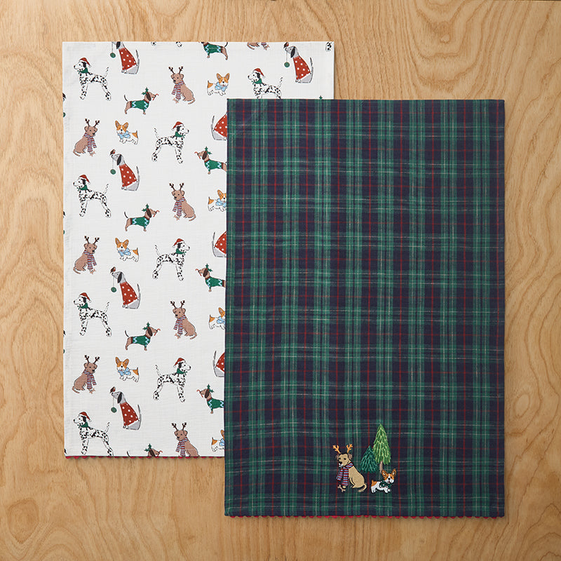 Embroidered Tea Towels, Set of 2