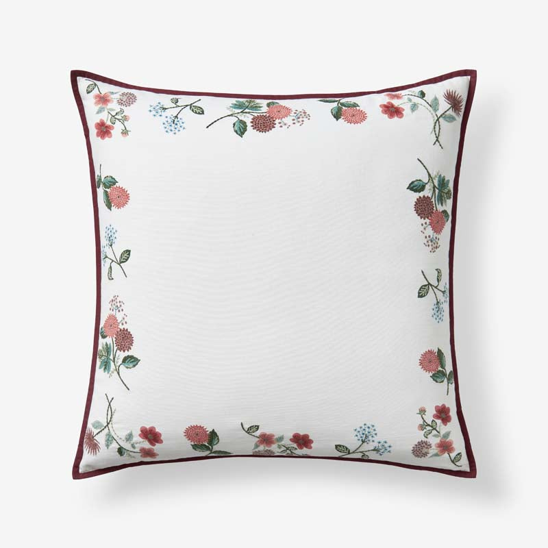 Dahlia Embroidered Decorative Square Pillow Cover