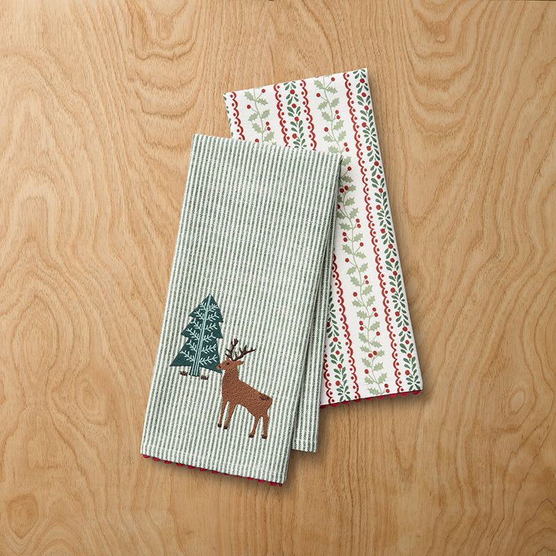 Embroidered Tea Towels, Set of 2