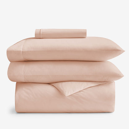 4-Piece Classic Cool Cotton Percale Solid Bedding Bundle