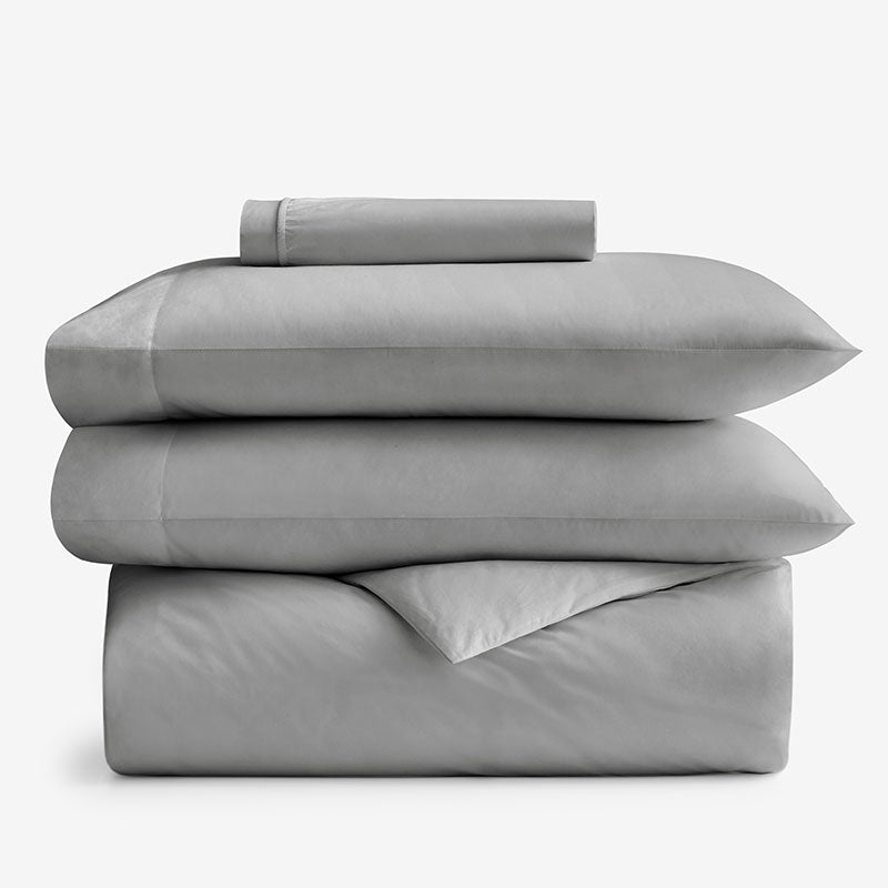 4-Piece Classic Cool Cotton Percale Solid Bedding Bundle