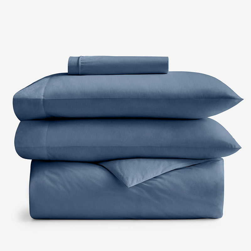 4-Piece Classic Cool Cotton Percale Solid Bedding Bundle