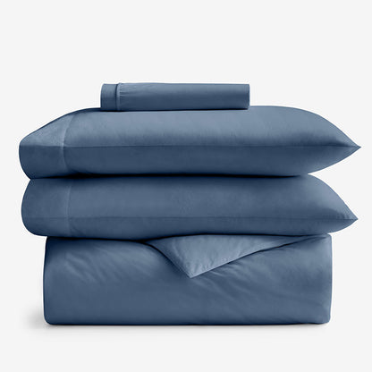 4-Piece Classic Cool Cotton Percale Solid Bedding Bundle