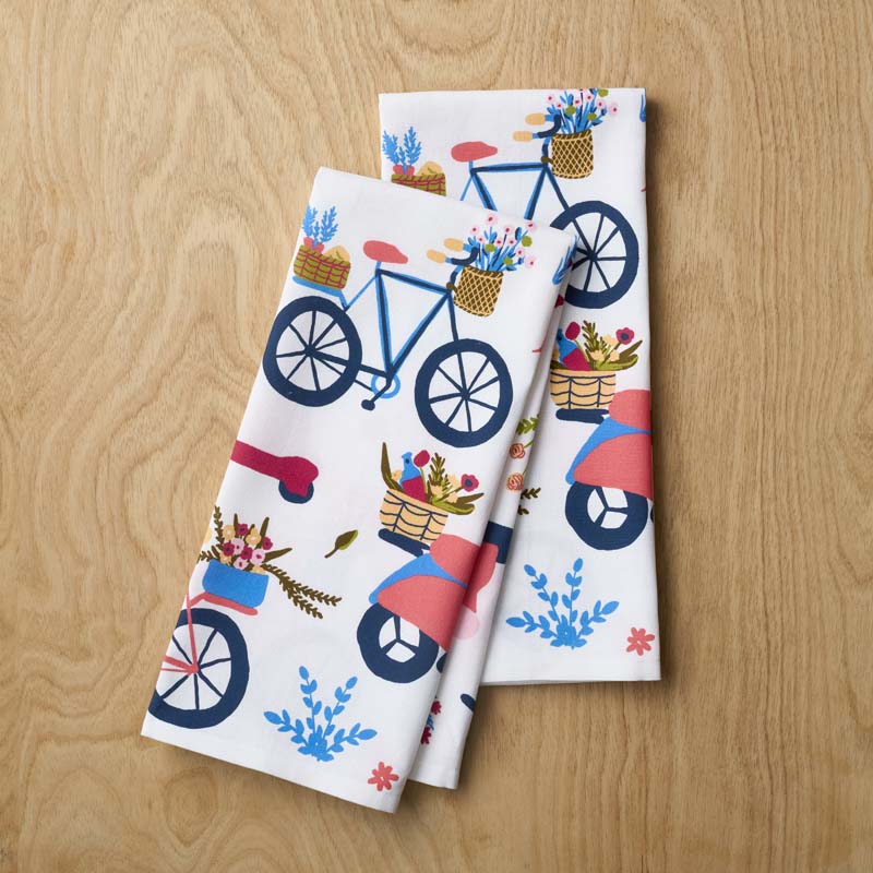 Seasonal Printed Tea Towels, Set of 2