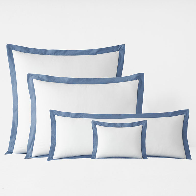 Solid Border Classic Cool Cotton Percale Decorative Lumbar Pillow Cover