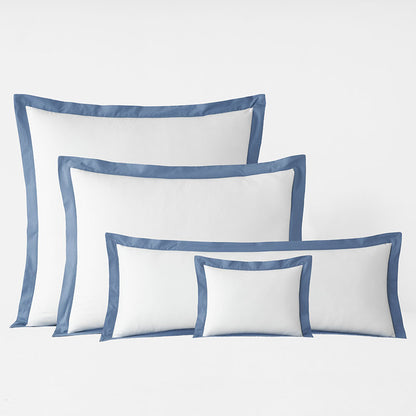 Solid Border Classic Cool Cotton Percale Decorative Lumbar Pillow Cover