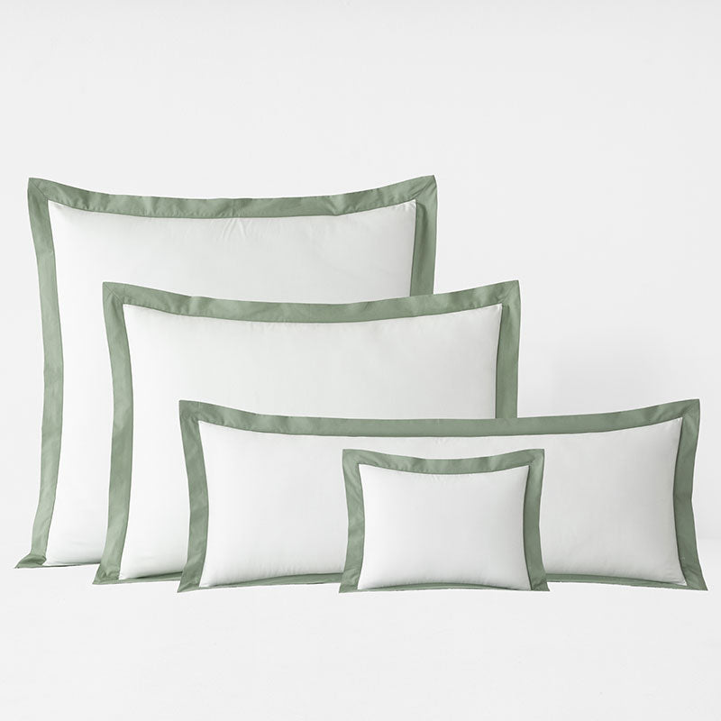 Solid Border Classic Cool Cotton Percale Decorative Lumbar Pillow Cover