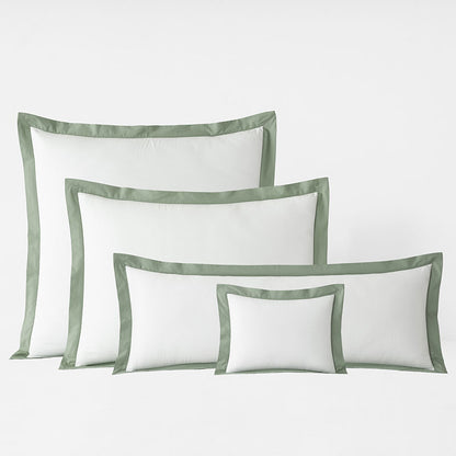 Solid Border Classic Cool Cotton Percale Decorative Lumbar Pillow Cover