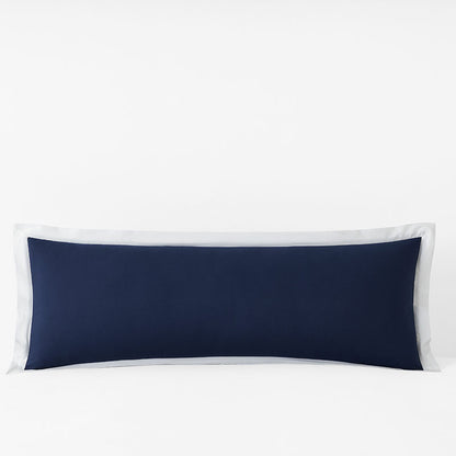 Solid Border Classic Cool Cotton Percale Decorative Lumbar Pillow Cover