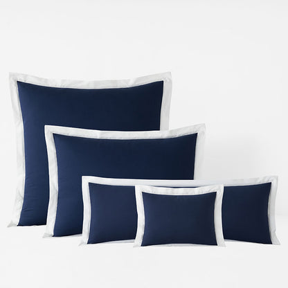 Solid Border Classic Cool Cotton Percale Decorative Lumbar Pillow Cover