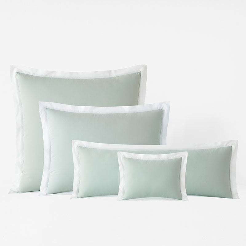 Solid Border Classic Cool Cotton Percale Decorative Lumbar Pillow Cover