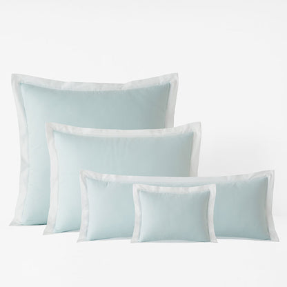 Solid Border Classic Cool Cotton Percale Decorative Lumbar Pillow Cover