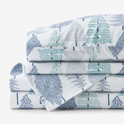Holiday Print Classic Ultra-Cozy Cotton Flannel Bed Sheet Set