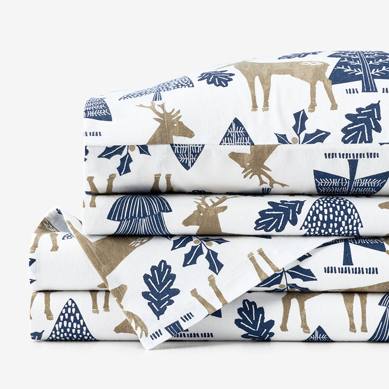 Holiday Print Classic Ultra-Cozy Cotton Flannel Bed Sheet Set