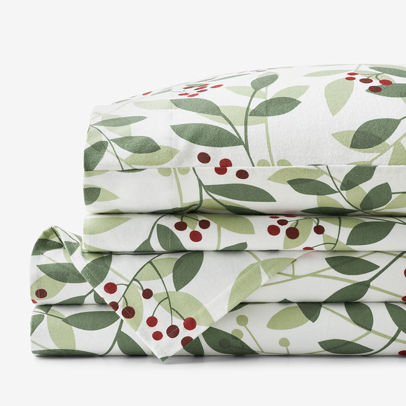 Holiday Print Classic Ultra-Cozy Cotton Flannel Bed Sheet Set