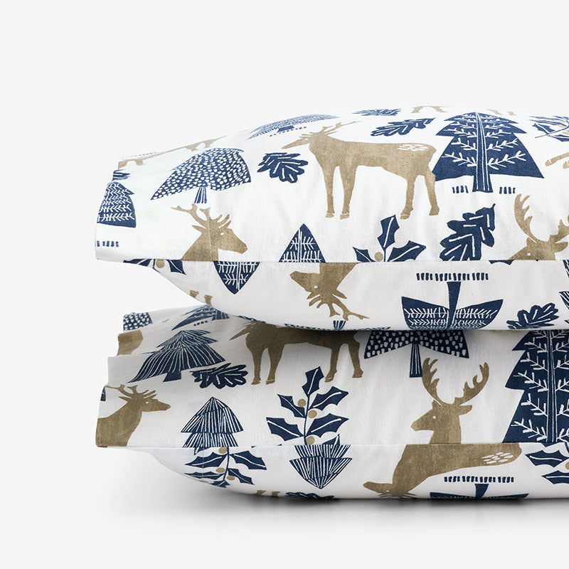 Holiday Print Classic Ultra-Cozy Cotton Flannel Pillowcase Set