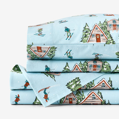 Holiday Print Classic Ultra-Cozy Cotton Flannel Bed Sheet Set