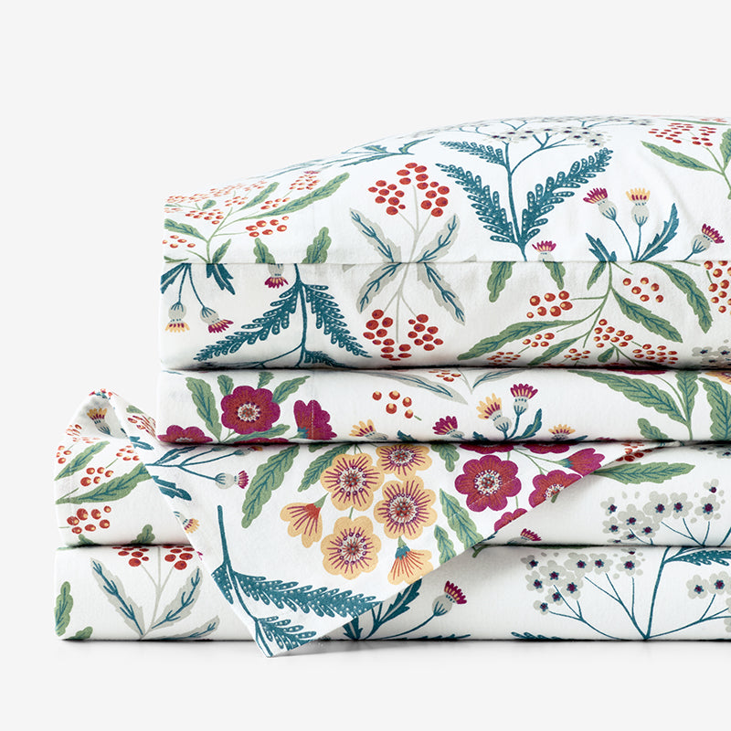 Holiday Print Classic Ultra-Cozy Cotton Flannel Bed Sheet Set