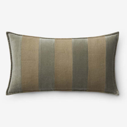 Velvet Linen Stripe Decorative Lumbar Pillow Cover