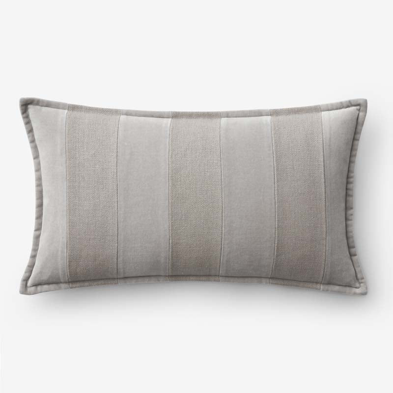 Velvet Linen Stripe Decorative Lumbar Pillow Cover