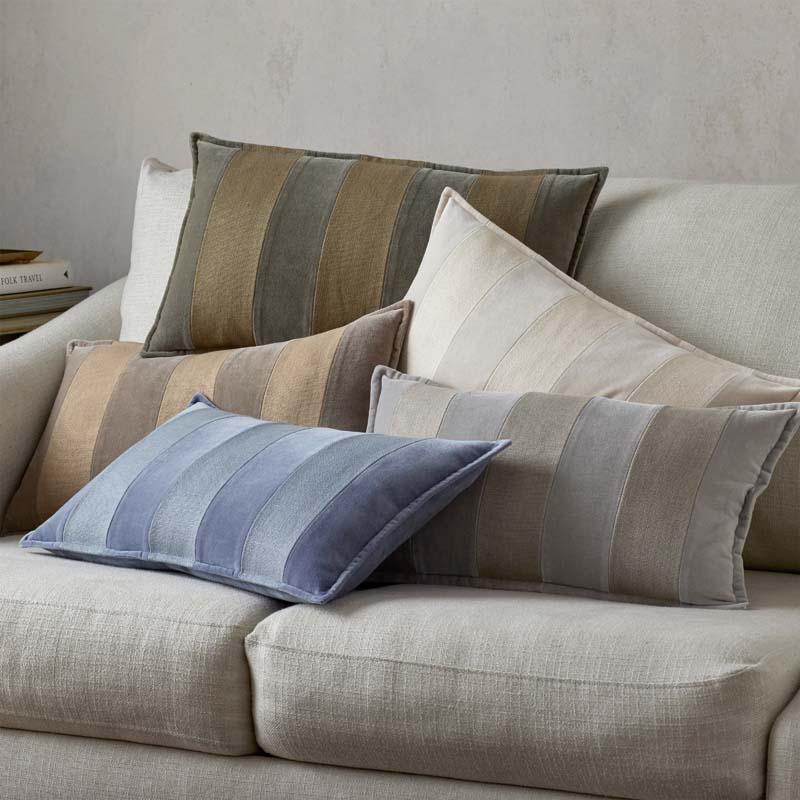 Velvet Linen Stripe Decorative Lumbar Pillow Cover