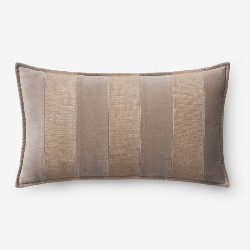 Velvet Linen Stripe Decorative Lumbar Pillow Cover