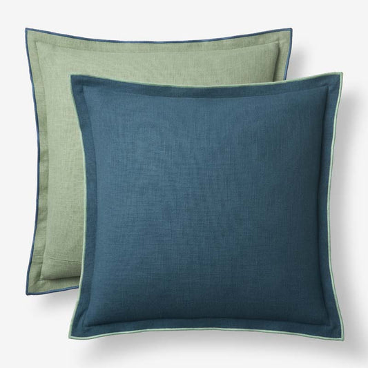 Multicolored with Flange Reversible Decorative Square Pillow Cover