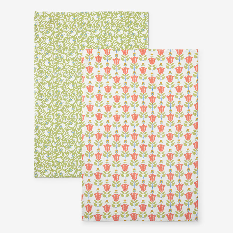 Mix & Match Printed Cotton Tea Towels, Set of 2