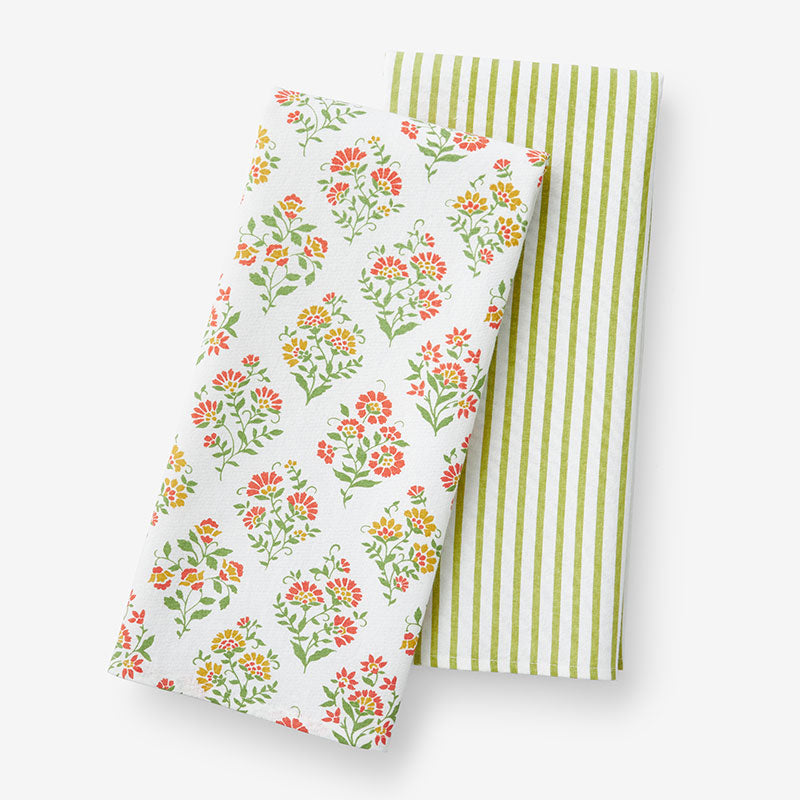 Mix & Match Printed Cotton Tea Towels, Set of 2