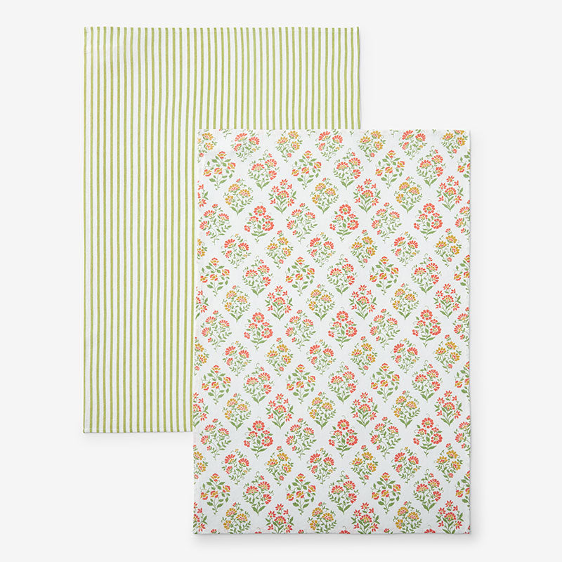 Mix & Match Printed Cotton Tea Towels, Set of 2